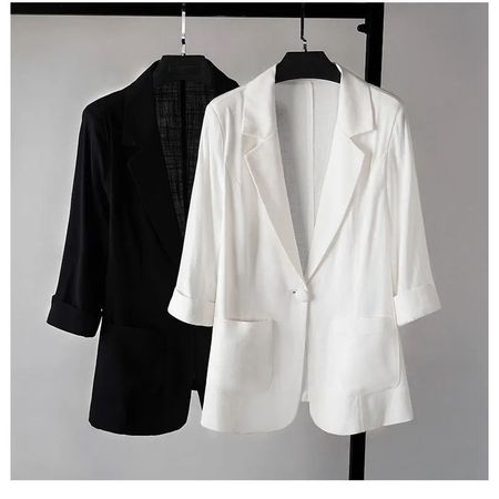 Small Suit Women's Thin Ice Silk Cotton Solid Color Casual Jacket